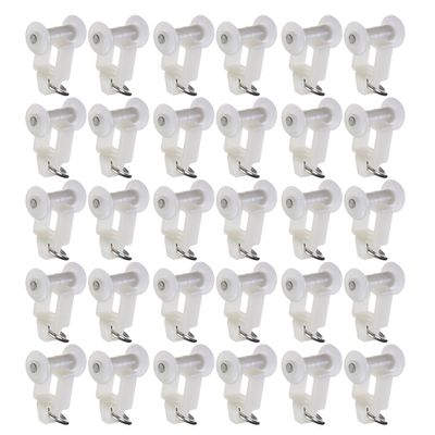MroMax Curtain Track Rollers Plastic Twin Wheeled Carriers Drapery Rail Sliding Glider for Windows Shower Curtain Tracks 0.47" Dia, 50 Pcs