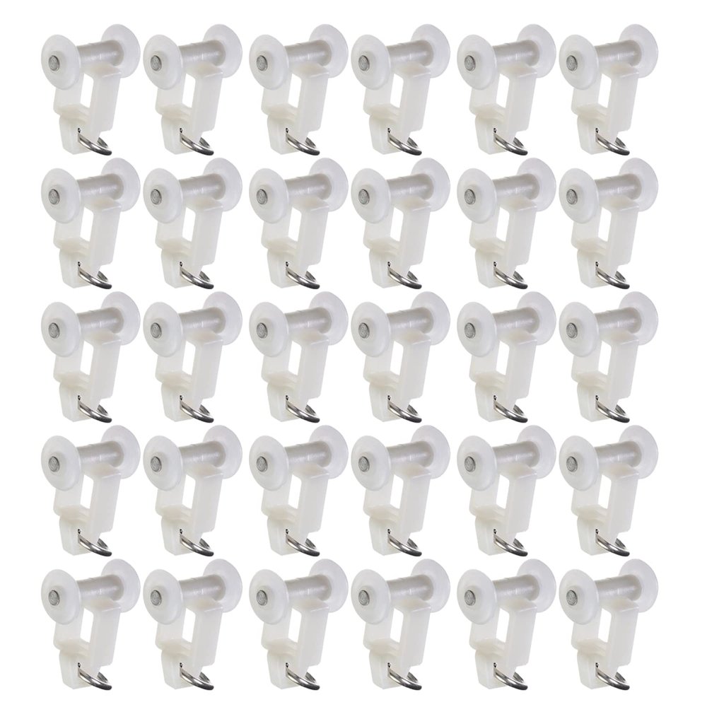 MroMax Curtain Track Rollers Plastic Twin Wheeled Carriers Drapery Rail Sliding Glider for Windows Shower Curtain Tracks 0.47" Dia, 50 Pcs