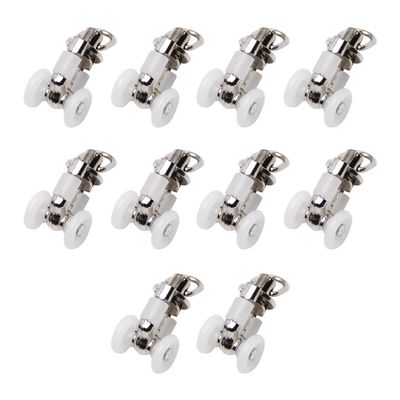MroMax Curtain Track Rollers Plastic Twin Wheeled Carriers Drapery Rail Sliding Glider for Windows Shower Curtain Tracks 0.41" Dia, 10 Pcs