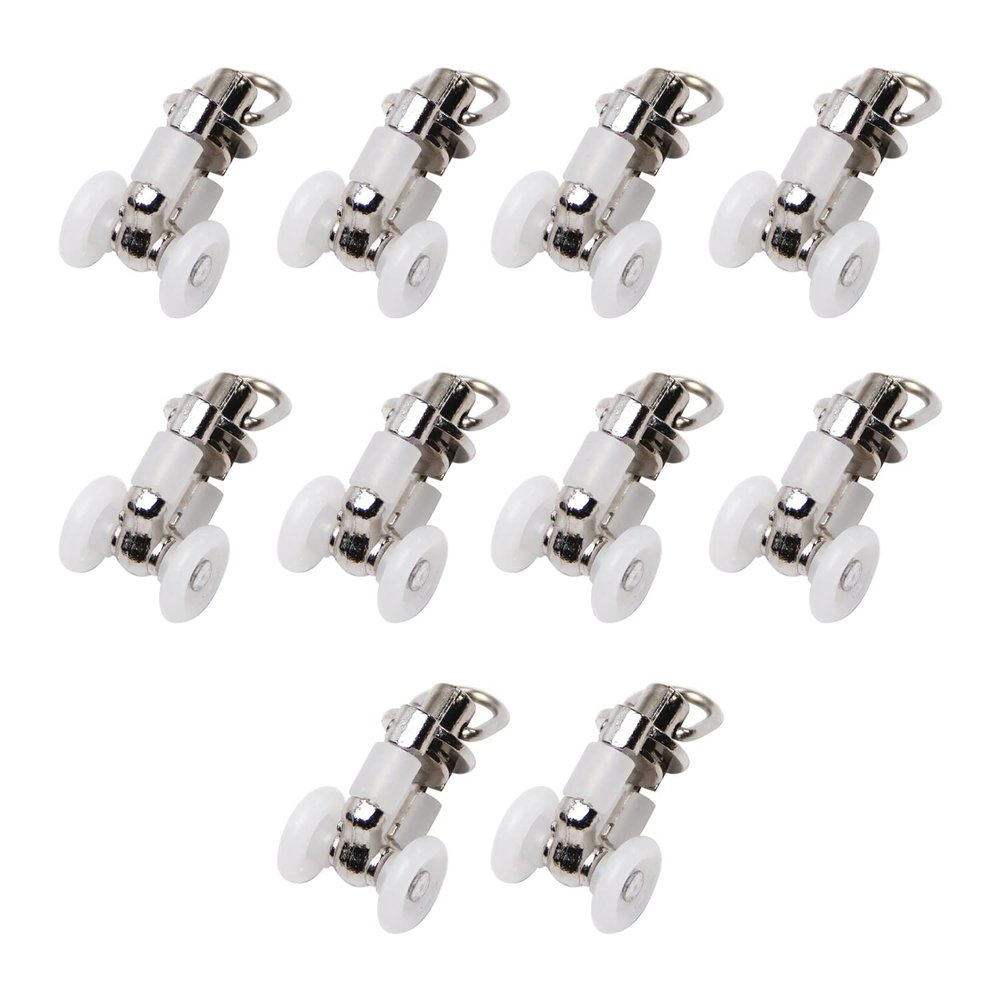 MroMax Curtain Track Rollers Plastic Twin Wheeled Carriers Drapery Rail Sliding Glider for Windows Shower Curtain Tracks 0.41" Dia, 10 Pcs