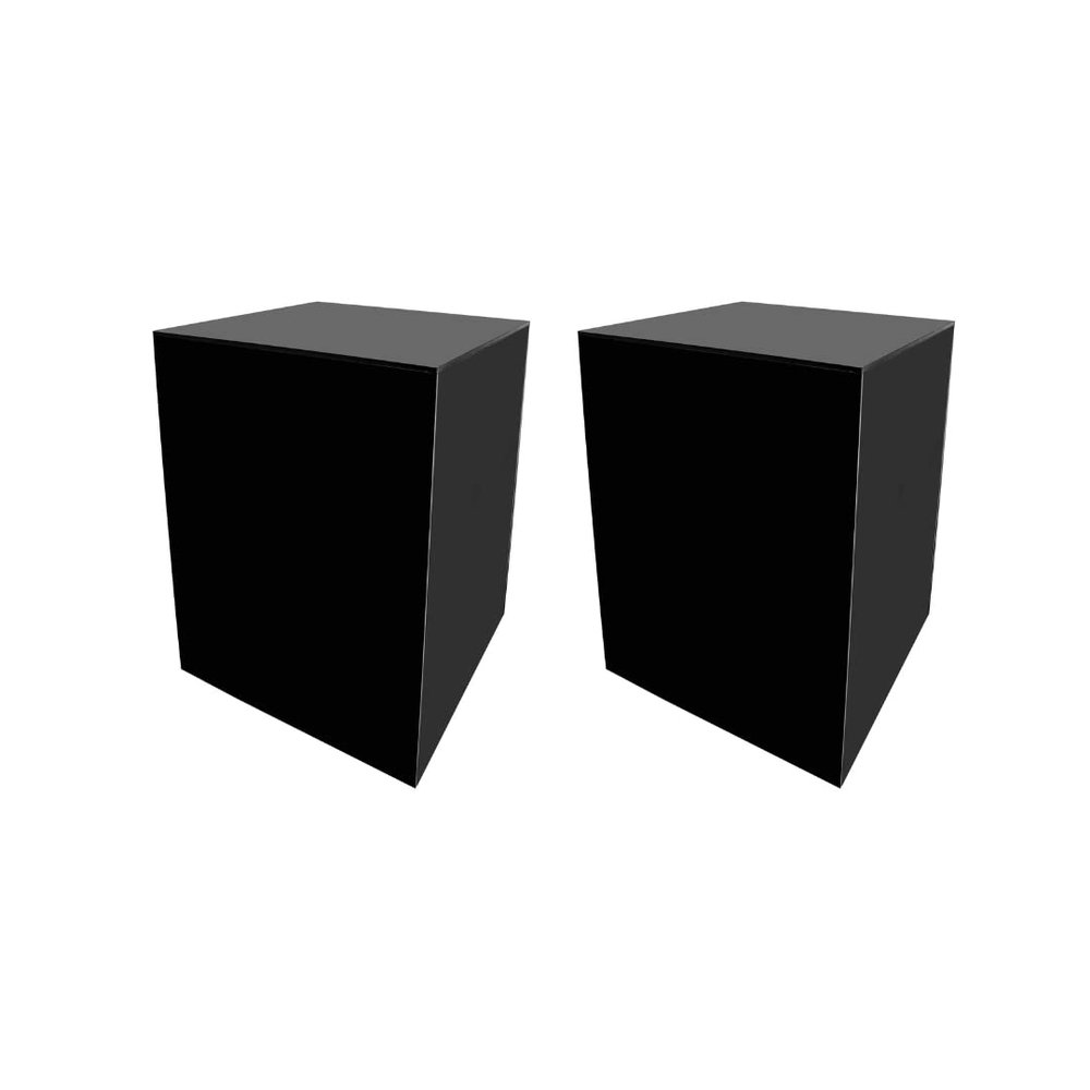 Marketing Holders 2 Pack Tall Display Box Glossy Black Acrylic 12" x 12 x 19 No Lid Hollow Pedestal 5 Sided Retail Merchandise Display Trinkets Flower Tower Bin Elevated Multi Use Showcase