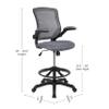 Flash Furniture Kale Mid-Back Swivel Office Chair with Height Adjustable Foot Ring and Lumbar Support, Mesh Executive Chair with Armrests, Dark Gray view 3
