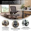 Flash Furniture Kale Mid-Back Swivel Office Chair with Height Adjustable Foot Ring and Lumbar Support, Mesh Executive Chair with Armrests, Dark Gray view 4