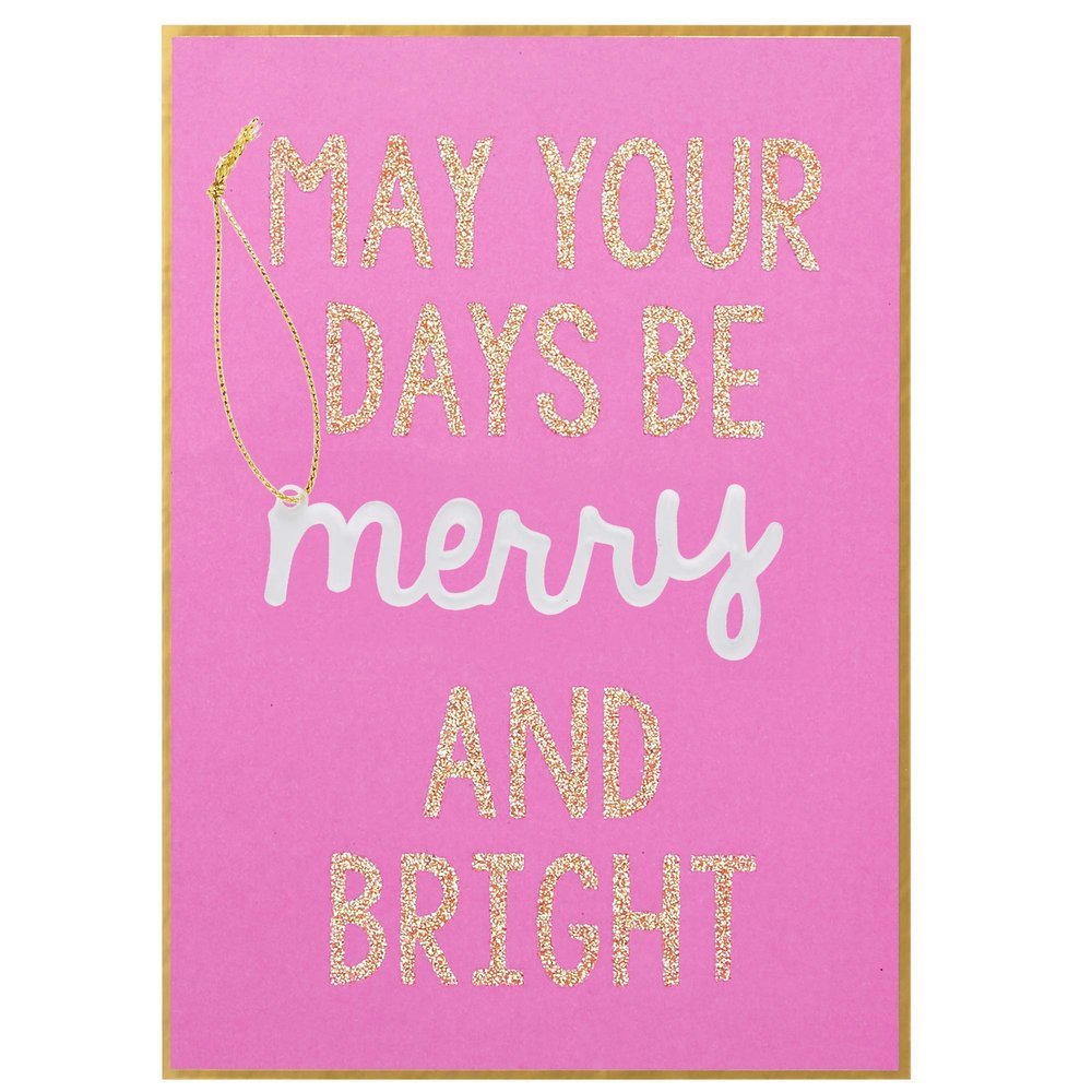 C.R. Gibson Pink and Gold Merry and Bright Card with Christmas Ornament Gift, 5'' W x 7'' H, 5" x 7"