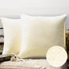 Phantoscope Pack of 2 Outdoor Waterproof Solid Throw Decorative Pillow Cover Decorative Square Outdoor Pillows Cushion Case Patio Pillows for Couch Tent (20''x20'', Cream Cheese) view 1