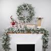 Real Touch Pre-Lit Flocked Mixed Rosemary Pine Artificial Christmas Garland - 9' x 14" - Warm White LED Lights view 2