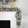 Real Touch Pre-Lit Flocked Mixed Rosemary Pine Artificial Christmas Garland - 9' x 14" - Warm White LED Lights view 3
