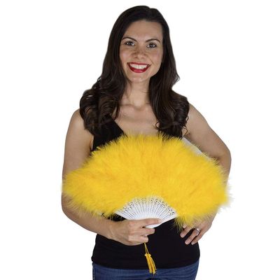 ZUCKER Small Marabou Feather Fan - Vintage Costume Folding Hand Fan - Burlesque Showgirl Decorative Folding Fans for Women