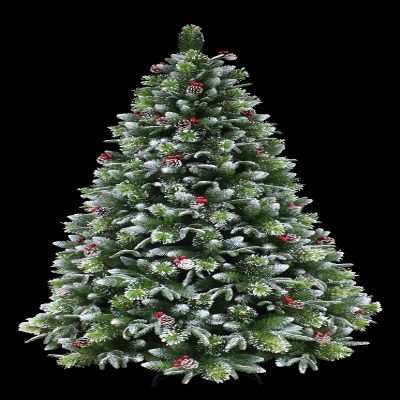HOLIDAY STUFF Super Full Frosted Pine Christmas Tree Decorated with Natural Pine Cones (5ft Unlit)