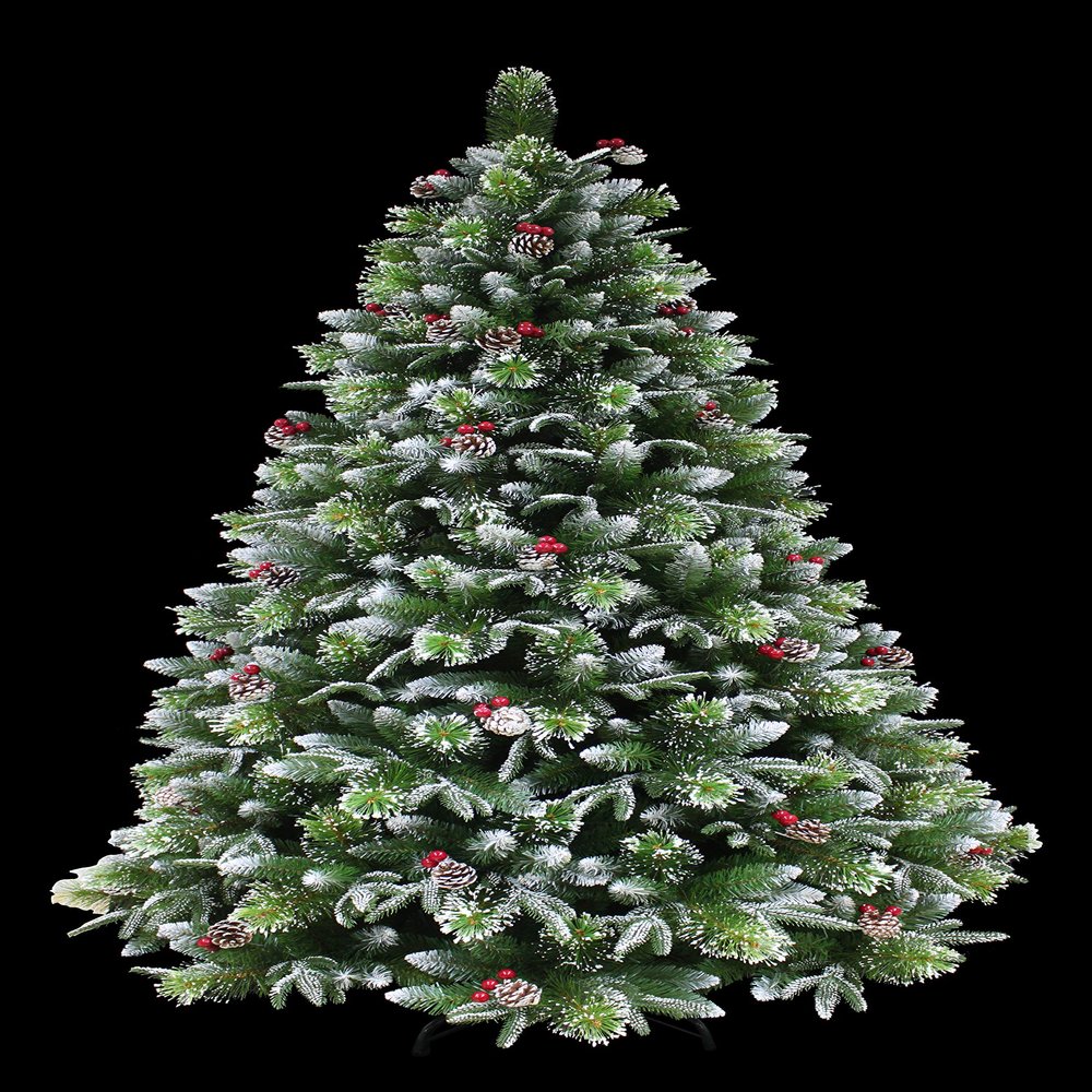 HOLIDAY STUFF Super Full Frosted Pine Christmas Tree Decorated with Natural Pine Cones (5ft Unlit)