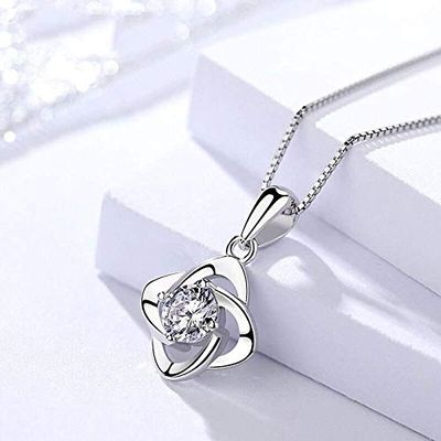 Bansriracha 925 Sterling Silver Necklaces & Pendants Cubic Zirconia Wedding Necklace Silver Jewelry Gift for Wife