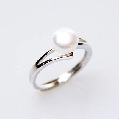 Bansriracha Pearl Ring White Color Bride Wedding Engagement Jewelry for Women Ladies Antique Silver Color Love Gifts Simple