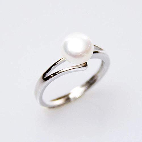 Bansriracha Pearl Ring White Color Bride Wedding Engagement Jewelry for Women Ladies Antique Silver Color Love Gifts Simple
