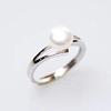 Bansriracha Pearl Ring White Color Bride Wedding Engagement Jewelry for Women Ladies Antique Silver Color Love Gifts Simple view 1