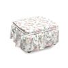 Lunarable Shabby Flora Ottoman Cover, Spring Flora and Fauna, 2 Piece Slipcover Set with Ruffle Skirt for Square Round Cube Footstool Decorative Home Accent, Standard Size, Pale Pink view 1