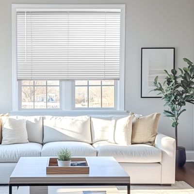 CHICOLOGY Cordless Mini Blinds for Indoor Windows, 52" W x 48" H, White Vinyl 1" Slats with Tilt Wand, Light Filtering to Room Darkening, Moisture-Resistant, Child-Safe, Screw-Mount Installation