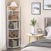Tribesigns 5 Tier Corner Shelf, Modern Corner Bookshelf Small Bookcase Storage Rack Plant Stand for Living Room, Home Office, Kitchen, Small Space (White) view 3