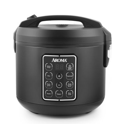 AROMA Digital Rice Cooker, Multicooker, 6-Cup (Uncooked) / 12-Cup (Cooked), Steamer, Slow Cooker, Oatmeal Cooker, Grain Cooker, Auto Keep Warm, 3 Qt, Black, ARC-966BD