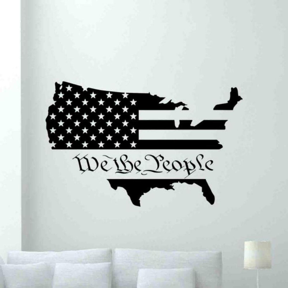 We The People Wall Decal US Map Sticker Office Vinyl Sticker US Constitution American Flag Decal Quotes Office Poster Office Sign Teamwork Gifts Office Wall Decor Family Wall Art Office Mural 1085