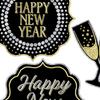 Beistle Prismatic Happy New Year's Eve Party Signs 12 Piece Wall Decorations, 7.5" - 10", Black/Gold/Silver view 3