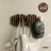 Umbra Picket Wall-Mounted Coat Rack Rail Hook with 5 Retractable Wood Pegs  Modern, Space-Saving Storage Organizer, Walnut view 2