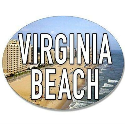 Magnet 3x5 inch Oval Virginia Beach Sticker (va sea Coast Coastal Logo) Magnetic Magnet Vinyl Sticker