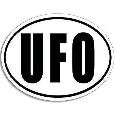 MAGNET 3x5 inch B/W Oval UFO Sticker (Alien) Magnetic Magnet Vinyl Sticker