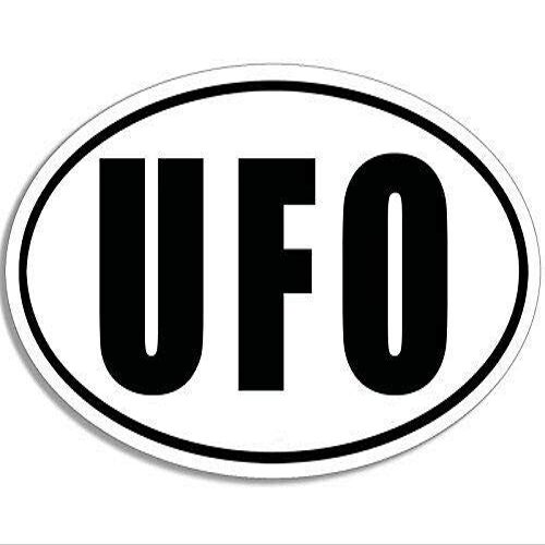 MAGNET 3x5 inch B/W Oval UFO Sticker (Alien) Magnetic Magnet Vinyl Sticker