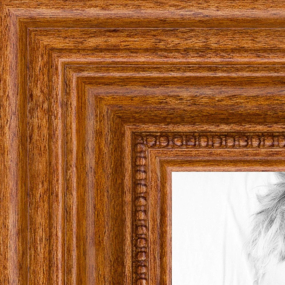 ArtToFrames 6x17 Inch Brown Picture Frame, This 1.25 Inch Custom Wood Poster Frame is Honey - Comes with Regular Glass and Corrugated Backing (2WOM0066-81375-YHNY-6x17)
