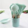 12-Piece Silicone Kitchen Utensil Set,Kitchen Utensil Set,Heat-Resistant, with Hard Wooden Handles,Non-Stick/Easy to Clean/BPA-Free,Including Tongs, scraper, spoon and soup ladle etc. view 3