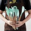 12-Piece Silicone Kitchen Utensil Set,Kitchen Utensil Set,Heat-Resistant, with Hard Wooden Handles,Non-Stick/Easy to Clean/BPA-Free,Including Tongs, scraper, spoon and soup ladle etc. view 4