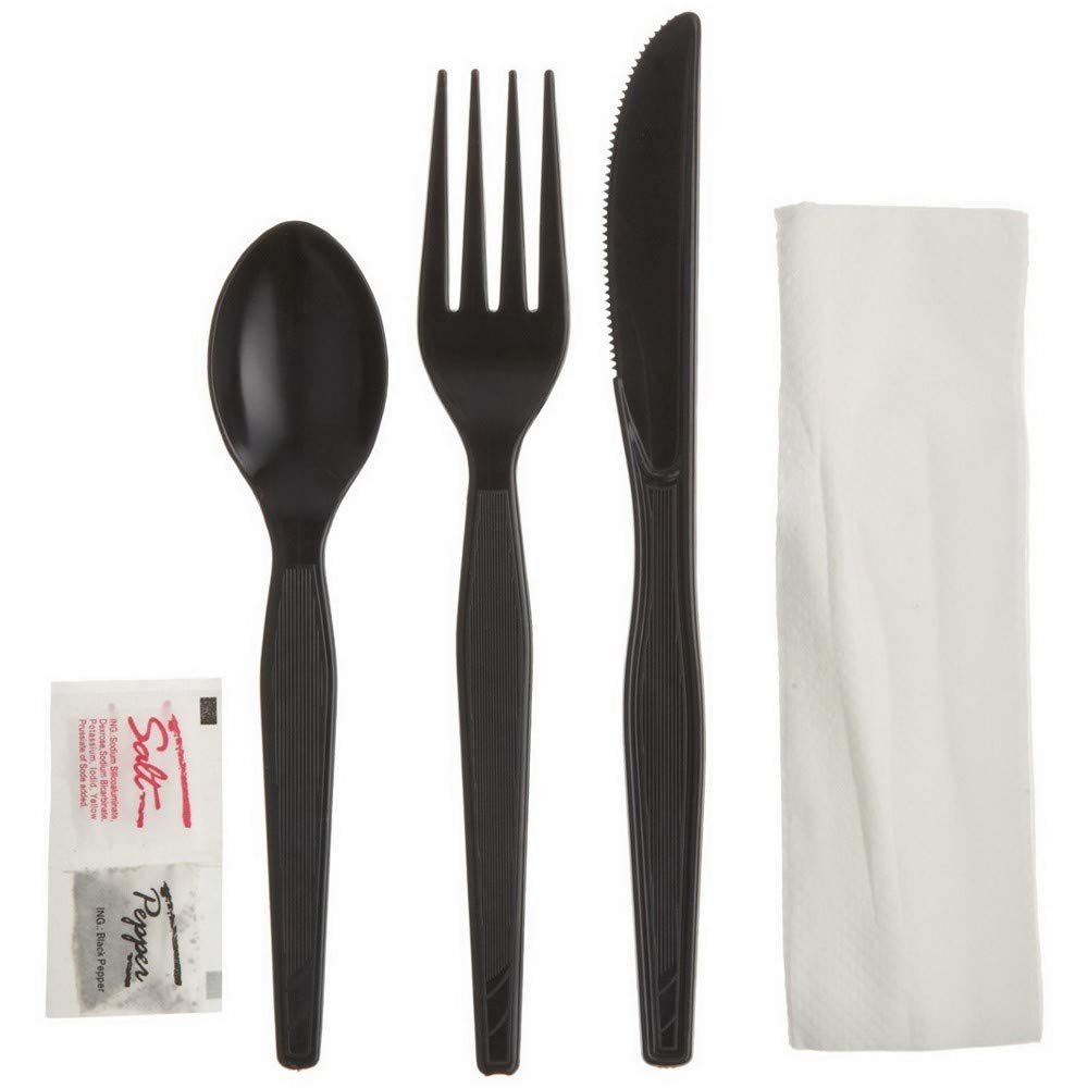 D&W Fine Pack Legion Enviroware Heavy Weight Cutlery Kit Black, Polystyrene | 250/Case