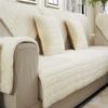 28x94inch Plush Furniture Protector Couch Slipcover Modern Luxury Sofa Loveseat Recliner Cover Machine Washable Cream White Faux Fur Anti Slip Sofa Slipcover Pet Dog Friendly One Piece view 4