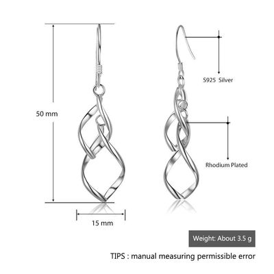 Bansriracha 925 Sterling Silver Twisted Tassel Drop Earrings for Women Double Layers Dangle Earrings Trendy Fine Jewelry Gift