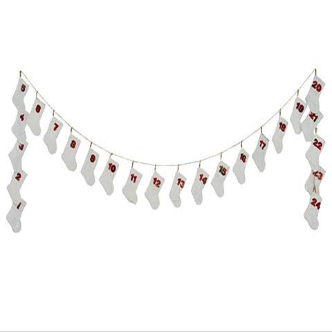 130" 24 Days of Christmas Stocking Garland Beige Red (Pack of 4)