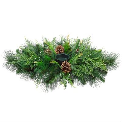 32" Pine Cone/Berry/Cedar/Pine Candleholder Green Brown (Pack of 2)