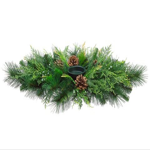 32" Pine Cone/Berry/Cedar/Pine Candleholder Green Brown (Pack of 2)