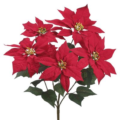 Arcadia Silk Plantation 22" Poinsettia Bush x5 Red (Pack of 12)