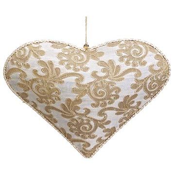 10" Jacquard Heart Ornament Gold (pack of 2)