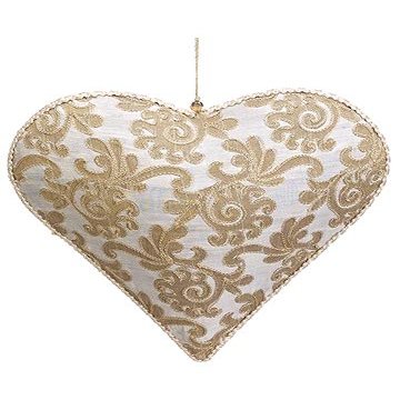 10" Jacquard Heart Ornament Gold (pack of 2)
