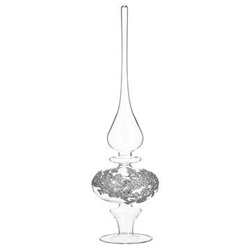 Arcadia Silk Plantation 25" Glass Laced Finial Table Top Silver Clear (Pack of 2)