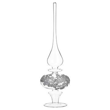 Arcadia Silk Plantation 25" Glass Laced Finial Table Top Silver Clear (Pack of 2)