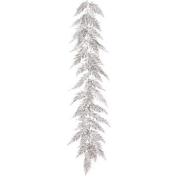 6' Glittered Fern Garland Silver Gold (Pack of 6)