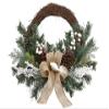 22" Bird/Pine Cone/Berry/Pine Falf Wreath White Brown (Pack of 6) view 1