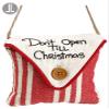 5" Wx5 L Dont' Open Till Christmas Pillow Ornament Red Beige (Pack of 12) view 1