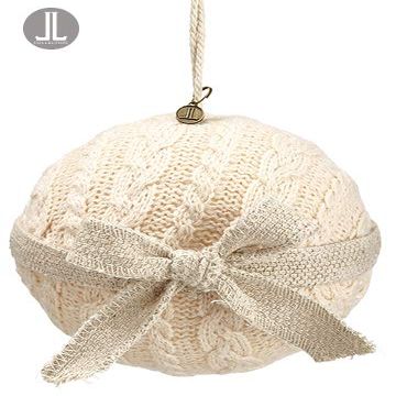 4.75" Knit Ball Ornament Beige (Pack of 12)