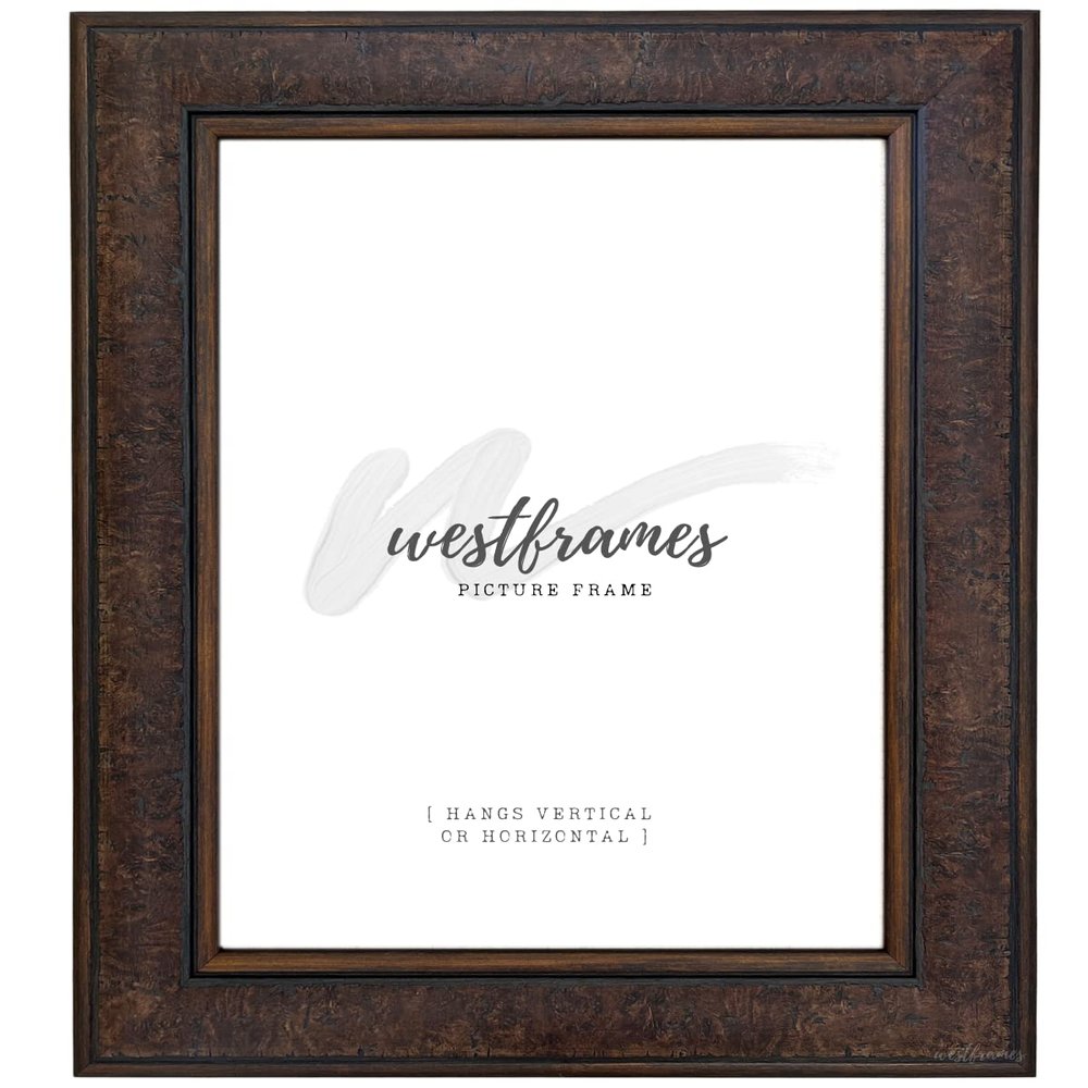 West Frames Marcello Rustic Distressed Wall Picture Frame 3" Wide (18" x 24" Empty Frame Only, No Plexiglass, Walnut Brown)