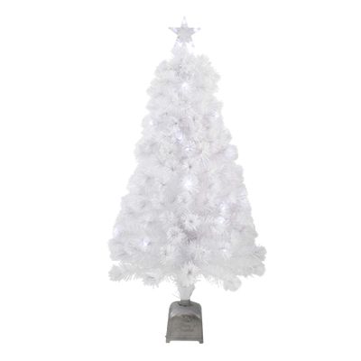 Pre-Lit Medium Color Changing Fiber Optic Artificial Christmas Tree - 4' - White