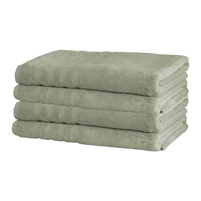 Mosobam Luxury Turkish Towels Set of 4 Bath Sheets 35X70 Seagrass Green 700 GSM Bamboo Viscose & Aegean Turkish Combed Cotton