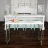 Adjustable Folding Table - Portable 4-Foot Plastic Utility Tabletop with 2 Height Settings - Indoor and Outdoor Seating by Lavish Home (White) view 2